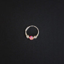 Load image into Gallery viewer, Silver Cartilage Hoop Earrings Huggie Earrings Opal Hoop Earrings - Cartilage Hoop, Nose Ring Peach / With Silver Beads / Single (One Hoop) MidwinterHollow
