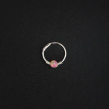 Load image into Gallery viewer, Silver Cartilage Hoop Earrings Huggie Earrings Opal Hoop Earrings - Cartilage Hoop, Nose Ring Peach / Without Silver Beads / Single (One Hoop) MidwinterHollow