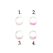 Load image into Gallery viewer, Pink Beaded Silver Hoop - Earrings, Cartilage Hoop, Nose Ring