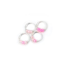 Load image into Gallery viewer, Pink Beaded Silver Hoop - Earrings, Cartilage Hoop, Nose Ring