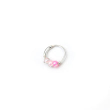 Load image into Gallery viewer, Pink Beaded Silver Hoop - Earrings, Cartilage Hoop, Nose Ring