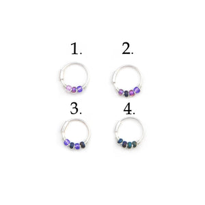 Purple Beaded Hoop Earrings - Ear, Nose Ring, Cartilage Hoop