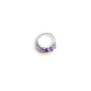 Silver Cartilage Hoop Earrings Huggie Earrings Purple Helix Earring for Ear Piercing, Nose Piercing, or Cartilage Piercing MidwinterHollow