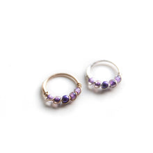 Load image into Gallery viewer, Silver Cartilage Hoop Earrings Huggie Earrings Purple Helix Earring for Ear Piercing, Nose Piercing, or Cartilage Piercing MidwinterHollow