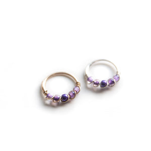 Silver Cartilage Hoop Earrings Huggie Earrings Purple Helix Earring for Ear Piercing, Nose Piercing, or Cartilage Piercing MidwinterHollow