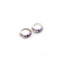 Load image into Gallery viewer, Silver Cartilage Hoop Earrings Huggie Earrings Purple Helix Earring for Ear Piercing, Nose Piercing, or Cartilage Piercing MidwinterHollow