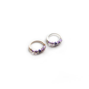 Silver Cartilage Hoop Earrings Huggie Earrings Purple Helix Earring for Ear Piercing, Nose Piercing, or Cartilage Piercing MidwinterHollow