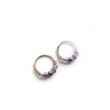 Load image into Gallery viewer, Silver Cartilage Hoop Earrings Huggie Earrings Purple Helix Earring for Ear Piercing, Nose Piercing, or Cartilage Piercing MidwinterHollow