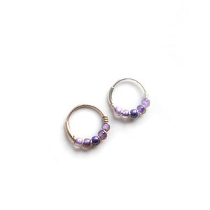 Silver Cartilage Hoop Earrings Huggie Earrings Purple Helix Earring for Ear Piercing, Nose Piercing, or Cartilage Piercing MidwinterHollow