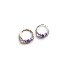 Load image into Gallery viewer, Silver Cartilage Hoop Earrings Huggie Earrings Purple Helix Earring for Ear Piercing, Nose Piercing, or Cartilage Piercing MidwinterHollow