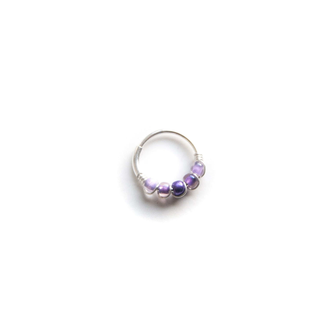 Silver Cartilage Hoop Earrings Huggie Earrings Purple Helix Earring for Ear Piercing, Nose Piercing, or Cartilage Piercing MidwinterHollow