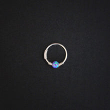 Load image into Gallery viewer, Silver Cartilage Hoop Earrings Huggie Earrings Opal Hoop Earrings - Cartilage Hoop, Nose Ring Purple / Without Silver Beads / Single (One Hoop) MidwinterHollow