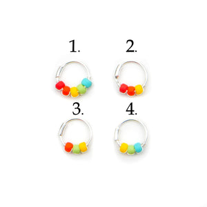 Rainbow Beaded Hoop Earrings - Ear, Nose Ring, Cartilage Hoop