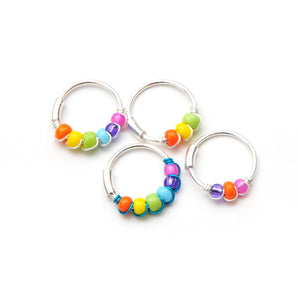 Rainbow Silver Earring - Nose Ring, Cartilage Hoop
