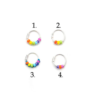 Rainbow Silver Earring - Nose Ring, Cartilage Hoop