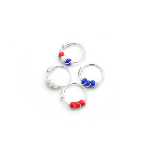 Red White & Blue Earring - Cartilage Hoop, Nose Ring
