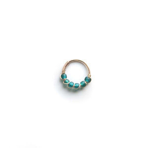 Silver Cartilage Hoop Earrings Huggie Earrings Teal Hoop Earrings for Ear Piercing, Nose Nose Piercing, Cartilage or Helix Piercing MidwinterHollow