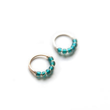 Load image into Gallery viewer, Silver Cartilage Hoop Earrings Huggie Earrings Teal Hoop Earrings for Ear Piercing, Nose Nose Piercing, Cartilage or Helix Piercing MidwinterHollow