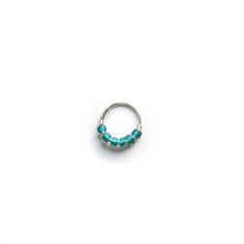 Load image into Gallery viewer, Silver Cartilage Hoop Earrings Huggie Earrings Teal Hoop Earrings for Ear Piercing, Nose Nose Piercing, Cartilage or Helix Piercing MidwinterHollow