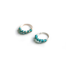 Load image into Gallery viewer, Silver Cartilage Hoop Earrings Huggie Earrings Teal Hoop Earrings for Ear Piercing, Nose Nose Piercing, Cartilage or Helix Piercing MidwinterHollow