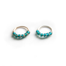 Load image into Gallery viewer, Silver Cartilage Hoop Earrings Huggie Earrings Teal Hoop Earrings for Ear Piercing, Nose Nose Piercing, Cartilage or Helix Piercing MidwinterHollow