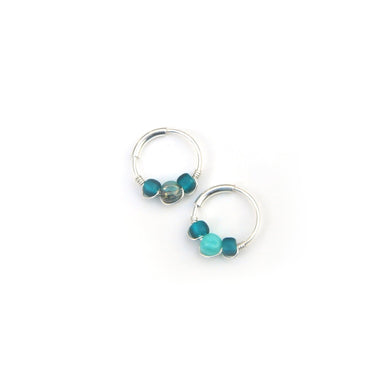 Teal & Turquoise Hoop Earring - Cartilage Hoop, Nose Ring