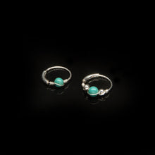 Load image into Gallery viewer, Turquoise Silver Hoop Earring - Cartilage Piercing, Nose Ring