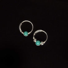 Load image into Gallery viewer, Turquoise Silver Hoop Earring - Cartilage Piercing, Nose Ring