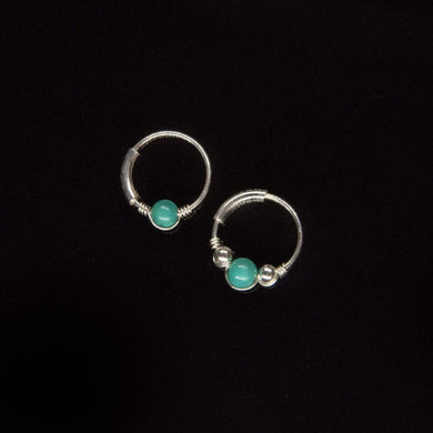 Turquoise Silver Hoop Earring - Cartilage Piercing, Nose Ring