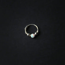 Load image into Gallery viewer, Silver Cartilage Hoop Earrings Huggie Earrings Opal Hoop Earrings - Cartilage Hoop, Nose Ring White / With Silver Beads / Single (One Hoop) MidwinterHollow