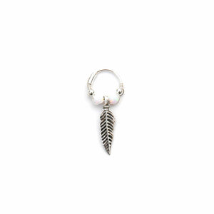Opal Feather Earrings - Cartilage Hoop, Dangle Earring