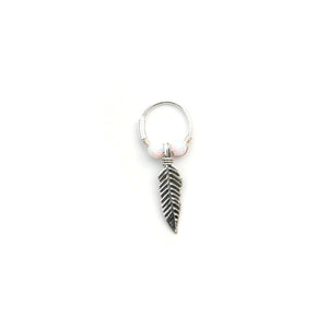 Opal Feather Earrings - Cartilage Hoop, Dangle Earring