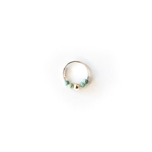 Silver Gold Cartilage Hoop Earrings Huggie Earrings Turquoise & Gold Huggie Hoop Earring, Ear, Nose, Cartilage, Tragus Sterling Silver / Single (One Piece) MidwinterHollow