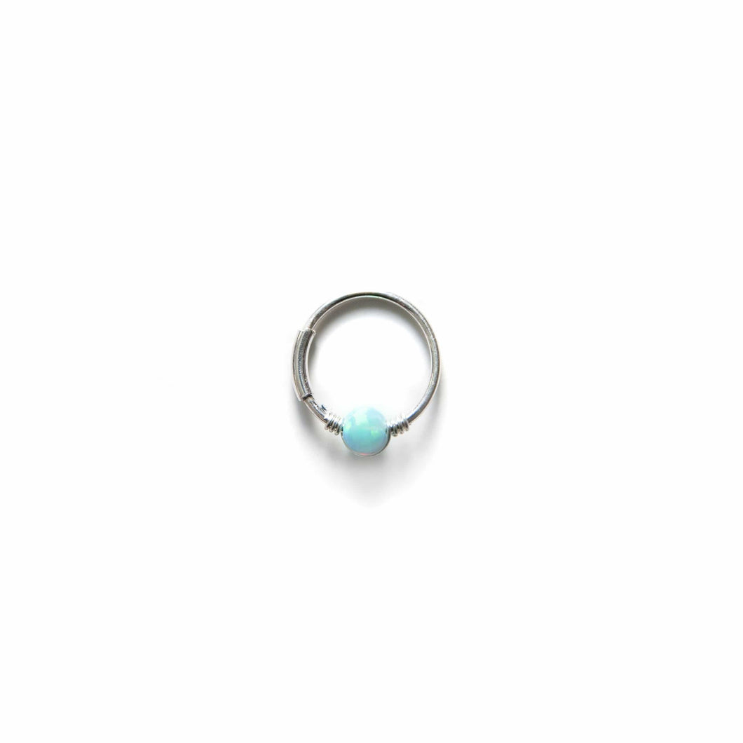 Silver Gold Cartilage Hoop Earrings Huggie Earrings Turquoise Opal Gold or Silver Hoop Earring for Ear Piercing, Nose Piercing, or Helix Piercing Sterling Silver / Single (One Piece) MidwinterHollow