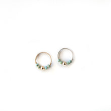 Load image into Gallery viewer, Silver Gold Cartilage Hoop Earrings Huggie Earrings Turquoise &amp; Gold Huggie Hoop Earring, Ear, Nose, Cartilage, Tragus MidwinterHollow