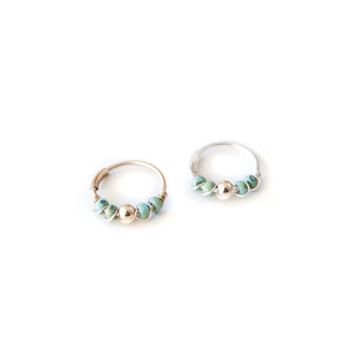Silver Gold Cartilage Hoop Earrings Huggie Earrings Turquoise & Gold Huggie Hoop Earring, Ear, Nose, Cartilage, Tragus MidwinterHollow