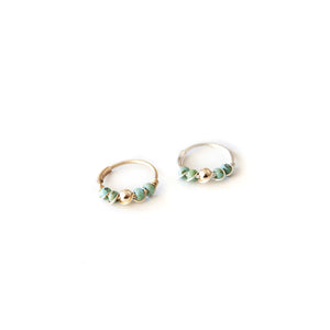 Silver Gold Cartilage Hoop Earrings Huggie Earrings Turquoise & Gold Huggie Hoop Earring, Ear, Nose, Cartilage, Tragus MidwinterHollow