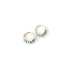 Load image into Gallery viewer, Silver Gold Cartilage Hoop Earrings Huggie Earrings Turquoise &amp; Gold or Silver Hoop Earring for Ear Piercing, Nose Piercing, or Helix Piercing MidwinterHollow