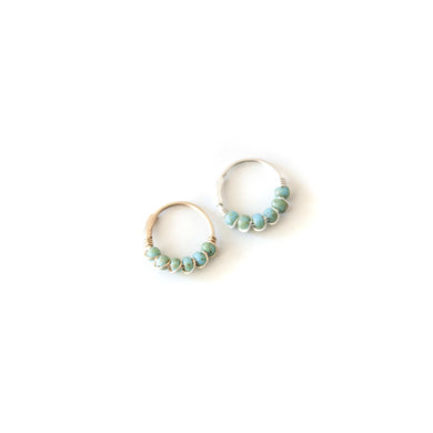 Silver Gold Cartilage Hoop Earrings Huggie Earrings Turquoise & Gold or Silver Hoop Earring for Ear Piercing, Nose Piercing, or Helix Piercing MidwinterHollow