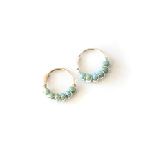 Load image into Gallery viewer, Silver Gold Cartilage Hoop Earrings Huggie Earrings Turquoise &amp; Gold or Silver Hoop Earring for Ear Piercing, Nose Piercing, or Helix Piercing MidwinterHollow