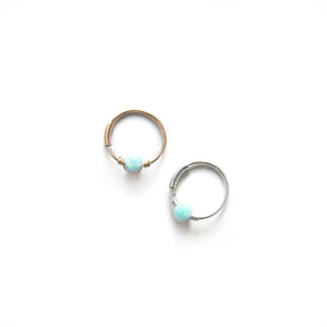 Silver Gold Cartilage Hoop Earrings Huggie Earrings Turquoise Opal Gold or Silver Hoop Earring for Ear Piercing, Nose Piercing, or Helix Piercing MidwinterHollow