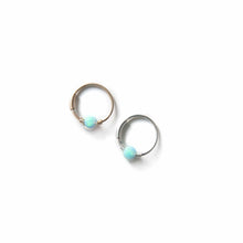 Load image into Gallery viewer, Silver Gold Cartilage Hoop Earrings Huggie Earrings Turquoise Opal Gold or Silver Hoop Earring for Ear Piercing, Nose Piercing, or Helix Piercing MidwinterHollow