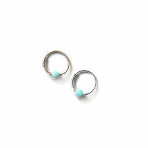 Silver Gold Cartilage Hoop Earrings Huggie Earrings Turquoise Opal Gold or Silver Hoop Earring for Ear Piercing, Nose Piercing, or Helix Piercing MidwinterHollow