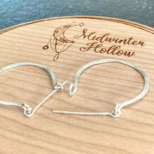 Load image into Gallery viewer, Silver Hoop Earrings Hammered Silver Hoops, Hoop Earrings MidwinterHollow