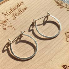 Load image into Gallery viewer, Silver Hoop Earrings Hammered Silver Hoops, Hoop Earrings MidwinterHollow