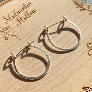 Silver Hoop Earrings Hammered Silver Hoops, Hoop Earrings MidwinterHollow