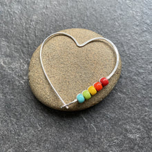 Load image into Gallery viewer, Silver Hoop Earrings Rainbow Heart Hoop Earrings, Large Sterling Silver Hoops MidwinterHollow