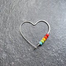 Load image into Gallery viewer, Silver Hoop Earrings Rainbow Heart Hoop Earrings, Large Sterling Silver Hoops MidwinterHollow