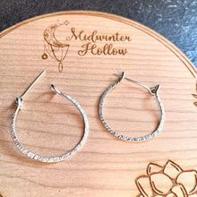 Load image into Gallery viewer, Silver Hoop Earrings Textured Silver Hoops, Hoop Earrings MidwinterHollow