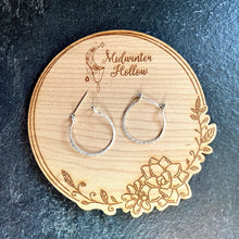 Load image into Gallery viewer, Silver Hoop Earrings Textured Silver Hoops, Hoop Earrings MidwinterHollow